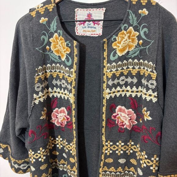 Johnny Was Los Angeles Floral Embroidered open front cardigan Size Medium JWLA - Picture 5 of 12